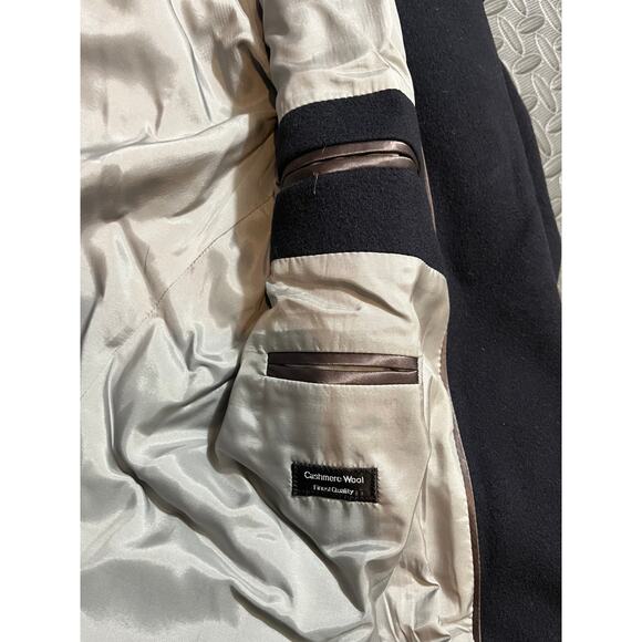 HUGO BOSS Mens Morgan navy Blue Virgin Wool Blend Overcoat Coat Size 42R - Picture 9 of 10